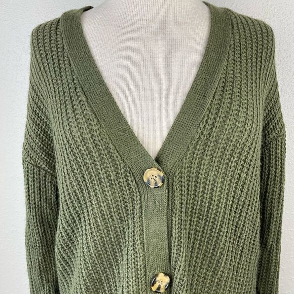 Polly & Esther Green Button Down Cardigan Sweater Size S EUC - Picture 2 of 6